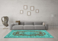 Machine Washable Persian Turquoise Traditional Rug, wshtr3611turq