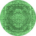 Round Persian Emerald Green Traditional Rug, tr3611emgrn