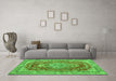 Machine Washable Persian Green Traditional Area Rugs in a Living Room,, wshtr3611grn