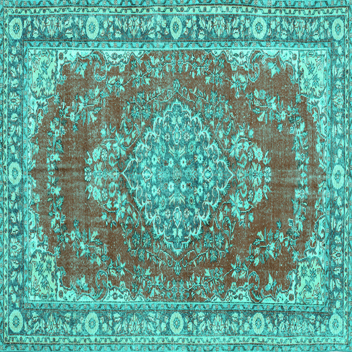 Square Persian Turquoise Traditional Rug, tr3611turq
