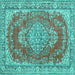 Square Persian Turquoise Traditional Rug, tr3611turq