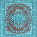 Square Machine Washable Persian Light Blue Traditional Rug, wshtr3611lblu