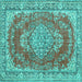 Square Machine Washable Persian Turquoise Traditional Area Rugs, wshtr3611turq