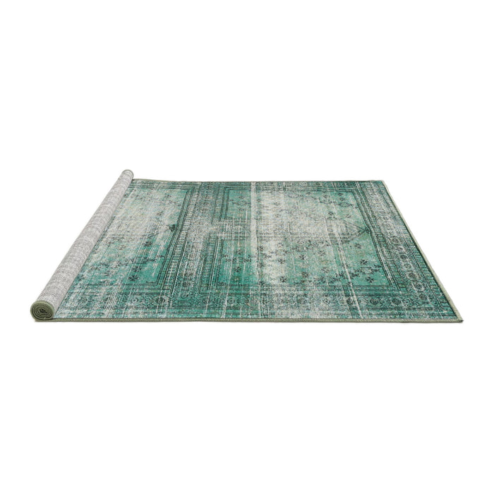 Sideview of Machine Washable Traditional -Sea Green Rug, wshtr3612