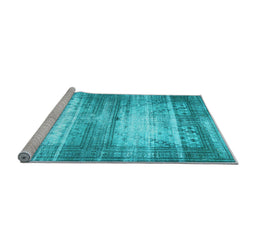 Sideview of Machine Washable Persian Light Blue Traditional Rug, wshtr3612lblu