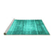 Sideview of Machine Washable Persian Turquoise Traditional Area Rugs, wshtr3612turq
