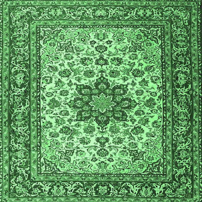 Square Persian Emerald Green Traditional Rug, tr3613emgrn