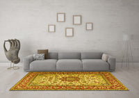 Machine Washable Persian Yellow Traditional Rug, wshtr3613yw