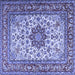 Square Machine Washable Persian Blue Traditional Rug, wshtr3613blu