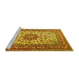 Sideview of Machine Washable Persian Yellow Traditional Rug, wshtr3613yw