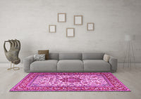 Machine Washable Persian Pink Traditional Rug, wshtr3613pnk