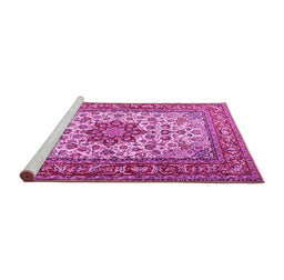 Sideview of Machine Washable Persian Pink Traditional Rug, wshtr3613pnk