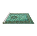 Sideview of Machine Washable Persian Turquoise Traditional Area Rugs, wshtr3613turq