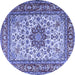 Round Machine Washable Persian Blue Traditional Rug, wshtr3613blu