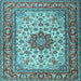 Square Machine Washable Persian Light Blue Traditional Rug, wshtr3613lblu