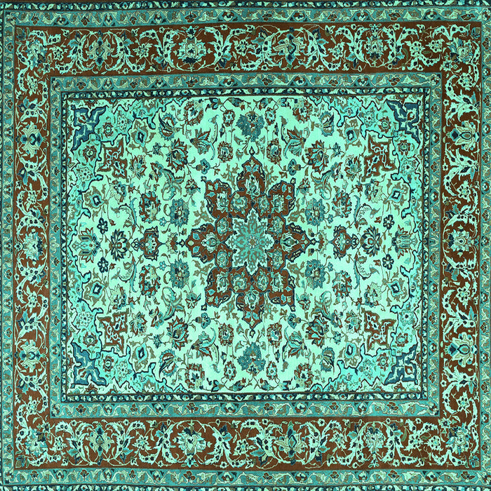 Square Persian Turquoise Traditional Rug, tr3613turq