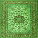 Round Machine Washable Persian Green Traditional Area Rugs, wshtr3613grn