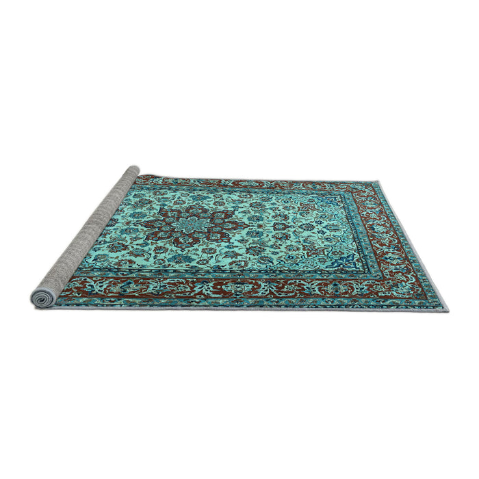 Sideview of Machine Washable Persian Light Blue Traditional Rug, wshtr3613lblu