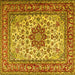 Square Machine Washable Persian Yellow Traditional Rug, wshtr3613yw