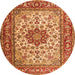 Machine Washable Persian Orange Traditional Area Rugs, wshtr3613org