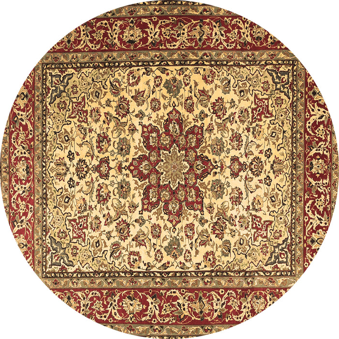 Round Persian Brown Traditional Rug, tr3613brn