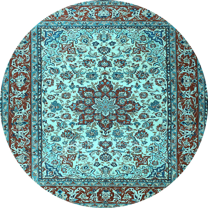 Round Persian Light Blue Traditional Rug, tr3613lblu