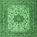 Square Machine Washable Persian Emerald Green Traditional Area Rugs, wshtr3613emgrn