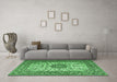 Machine Washable Persian Emerald Green Traditional Area Rugs in a Living Room,, wshtr3613emgrn