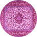 Round Machine Washable Persian Pink Traditional Rug, wshtr3613pnk