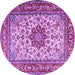 Round Machine Washable Persian Purple Traditional Area Rugs, wshtr3613pur