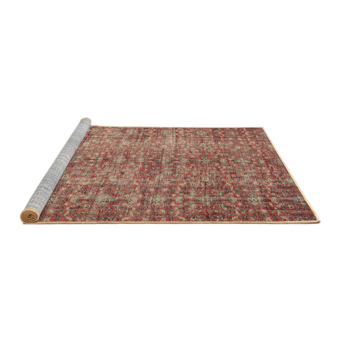 Sideview of Machine Washable Traditional Light Copper Gold Rug, wshtr3614