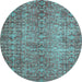 Round Persian Light Blue Traditional Rug, tr3614lblu