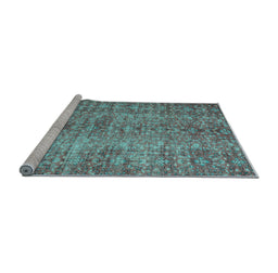 Sideview of Machine Washable Persian Light Blue Traditional Rug, wshtr3614lblu