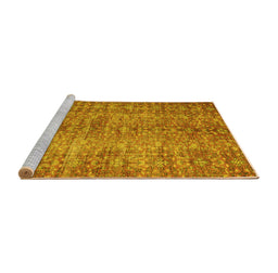 Sideview of Machine Washable Persian Yellow Traditional Rug, wshtr3614yw