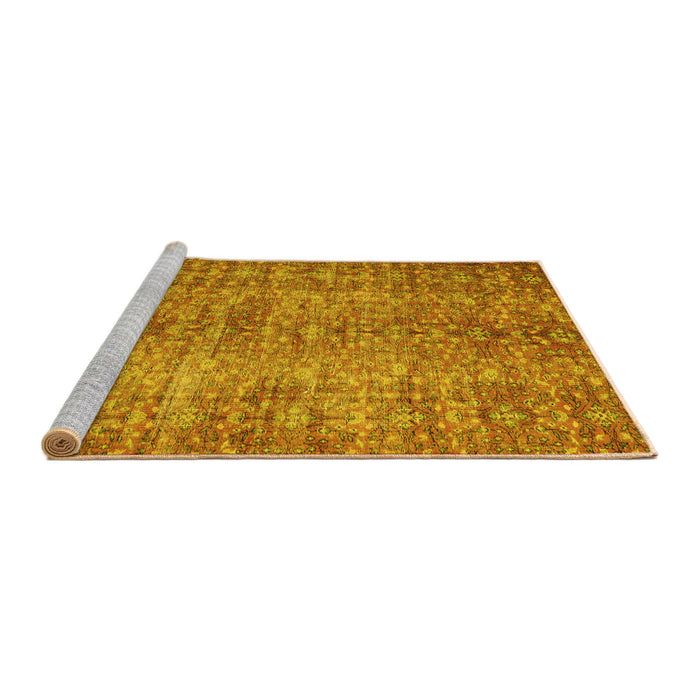 Sideview of Machine Washable Persian Yellow Traditional Rug, wshtr3614yw