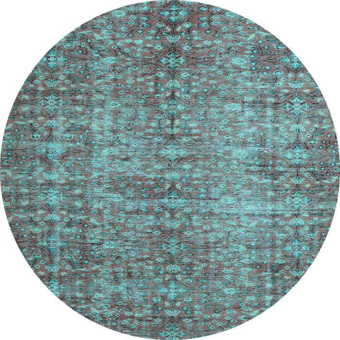 Round Machine Washable Persian Light Blue Traditional Rug, wshtr3614lblu