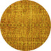 Round Machine Washable Persian Yellow Traditional Rug, wshtr3614yw