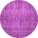 Round Persian Purple Traditional Rug, tr3614pur