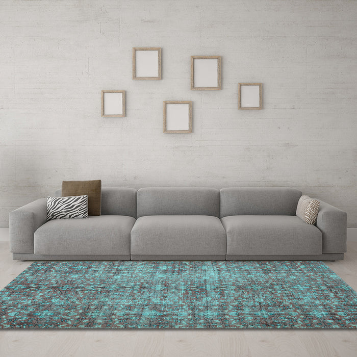 Machine Washable Persian Light Blue Traditional Rug in a Living Room, wshtr3614lblu