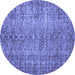 Round Persian Blue Traditional Rug, tr3614blu