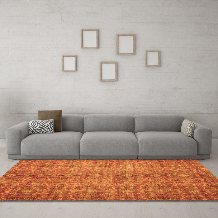 Machine Washable Persian Orange Traditional Area Rugs in a Living Room, wshtr3614org