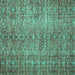 Square Machine Washable Persian Turquoise Traditional Area Rugs, wshtr3614turq