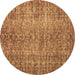 Round Persian Brown Traditional Rug, tr3614brn