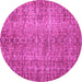 Round Persian Pink Traditional Rug, tr3614pnk