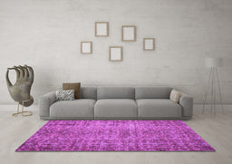 Machine Washable Persian Purple Traditional Area Rugs in a Living Room, wshtr3614pur