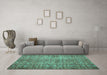 Machine Washable Persian Turquoise Traditional Area Rugs in a Living Room,, wshtr3614turq