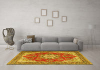 Machine Washable Persian Yellow Traditional Rug, wshtr3615yw