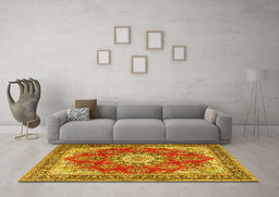 Machine Washable Persian Yellow Traditional Rug in a Living Room, wshtr3615yw