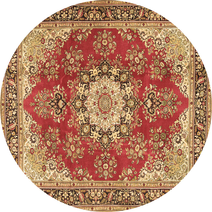 Round Persian Brown Traditional Rug, tr3615brn