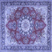 Square Machine Washable Persian Blue Traditional Rug, wshtr3615blu